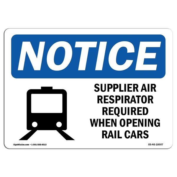 OSHA Sign, Supplied Air Respirator Required With, 14in X 10in Aluminum, 14